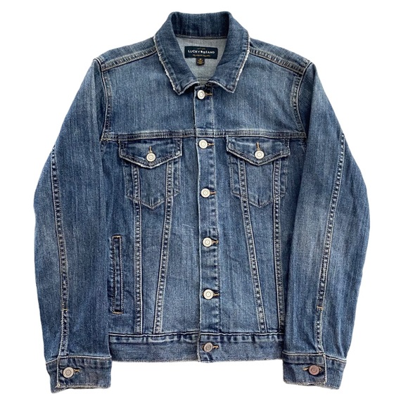 Lucky Brand Jackets & Blazers - Lucky Brand Tomboy Trucker Jean Jacket Women's Size Medium Blue Denim Distressed